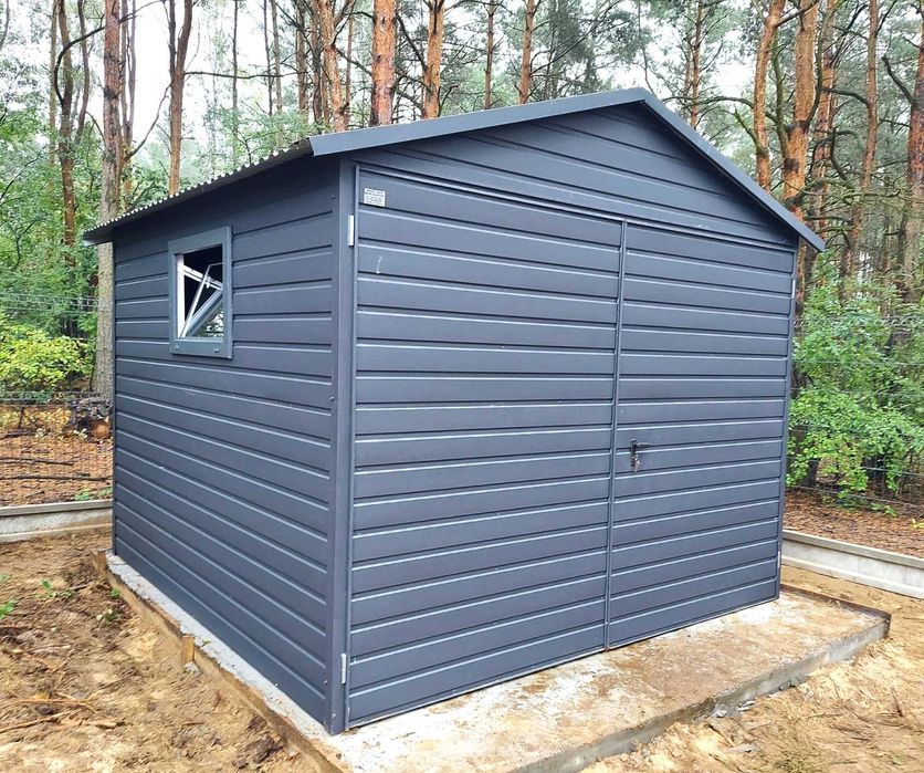 Garaż, schowek 3x3, dwuspad, okno, PREMIUM, antracyt, profil ocynk