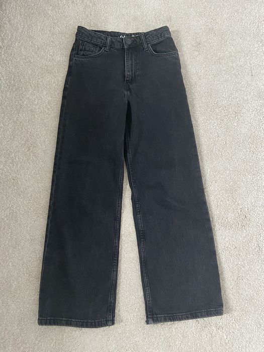 Szeroki czarne spodnie jeansy C&A rozm 140