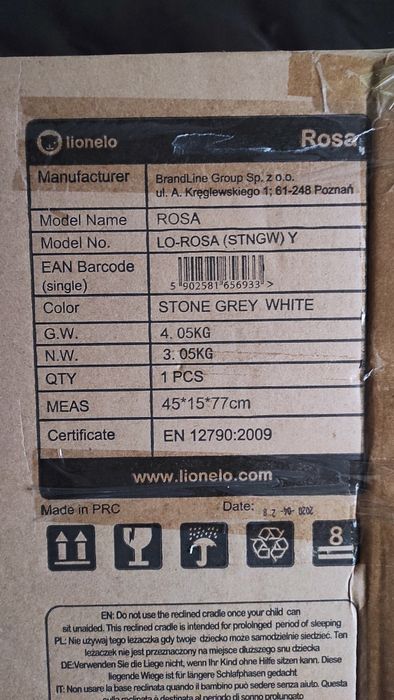 Шезлонг качалка Lionelo Rosa Grey/White
