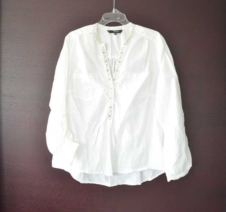 RESERVED zwiewna koszula bluzka damska na lato biała j nowa L XL 44 46