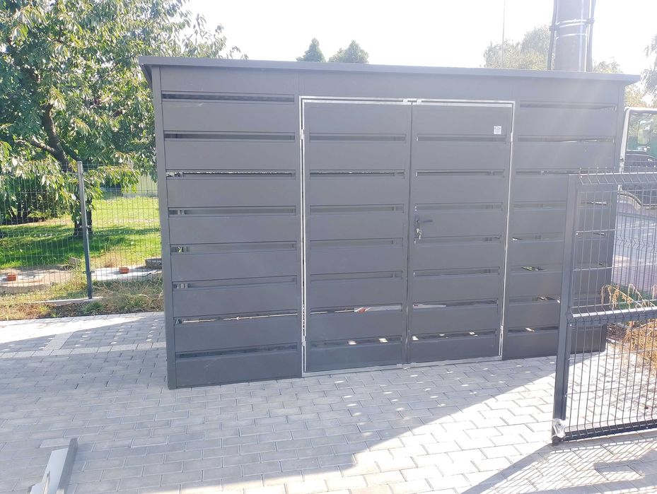 BIAŁA Wiata Śmietnikowa Magazyn ŚMIETNIK  Blaszany Schowek - Maj-Blach