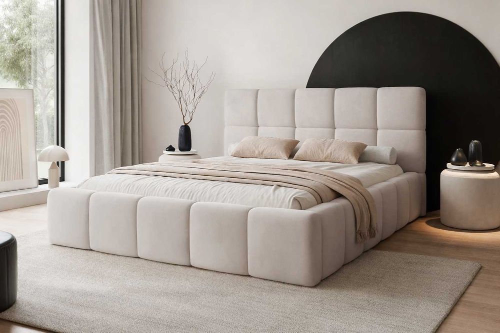 Łóżko tapicerowane FIRENZE z pojemnikiem, stelażem 120/140/160/180x200