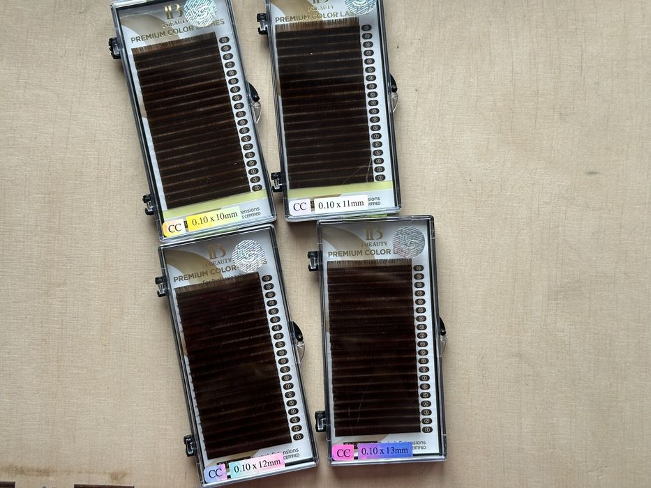 Вії для нарощування Premium Color i-Beauty коричневі CC 0.10