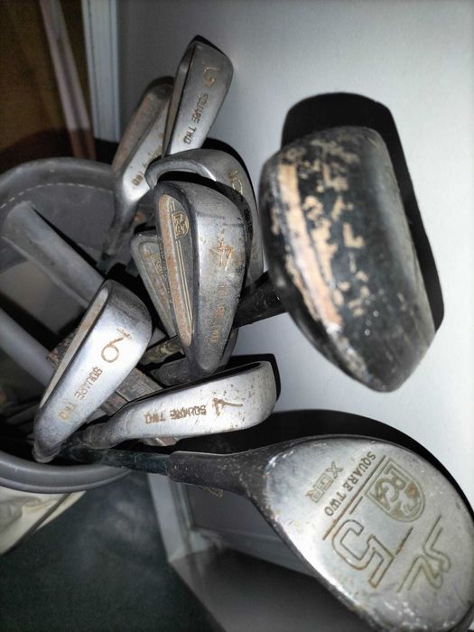 Conjunto antigo de tacos de golfe PGA XGR Dyna-Balance + saco vintage