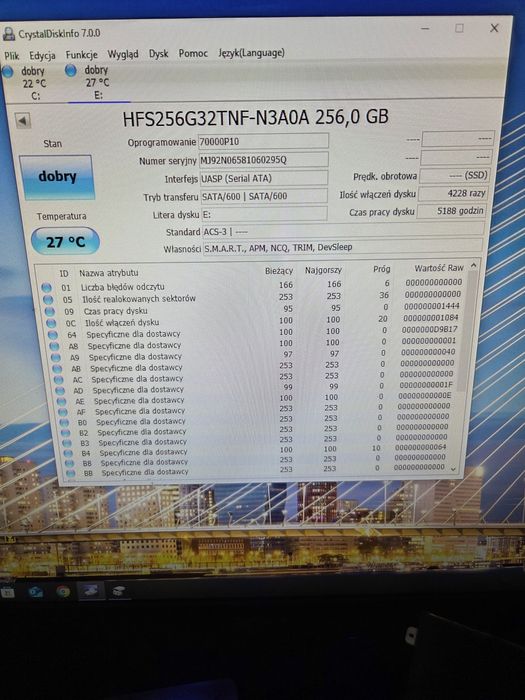 Dysk SSD Hynix 256GB 2.5 cala HFS256G32TNF - N3AOA (Testy na zdjeciach)