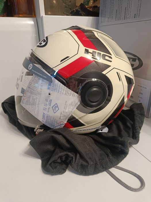 Kask otwarty HJC I40N VELU BEIGE/RED r. S beżowy czerwony