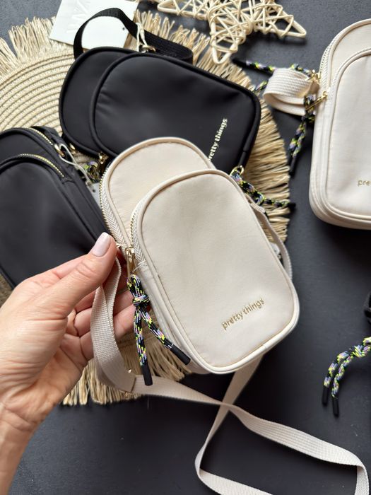 Cумка  ZARA  для смартфона чорна та бежева