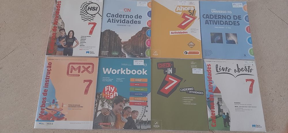 Cadernos de exercicios do sétimo ano