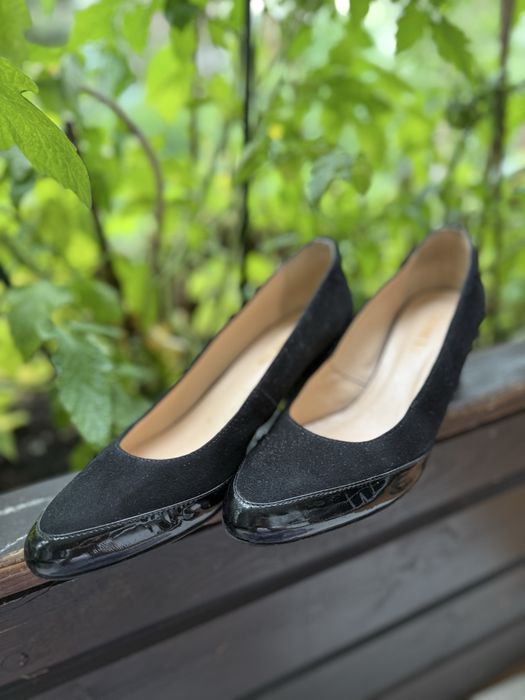 Conhpol Bis czółenka skórzane | zamsz 39 | czarne eleganckie | szybka wysyłka