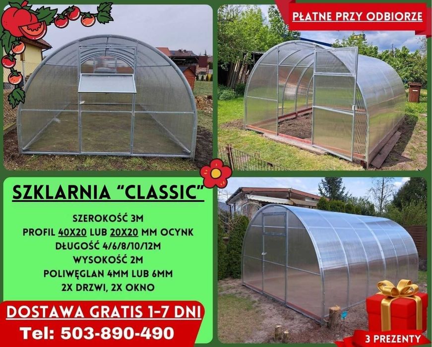 Szklarnia Ogrodowa 3x4m poliwęglan 4/6 mm Sprzedam Gratisy Świdwin