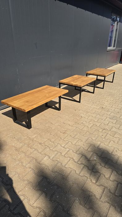 Ława dębowa metal drewno