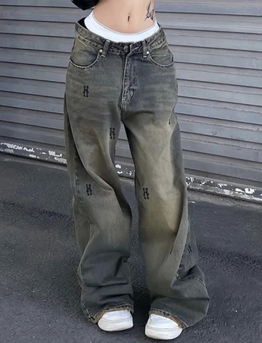 Широкі джинси y2k baggy 40-42/джинси з брудним ефектом y2k/широкі джинси палаццо/baggy jeans wide balloons y2k