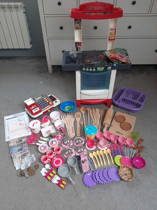 Kuchnia zabawkowa Smoby mini Tefal, kasa plus inne akcesoria