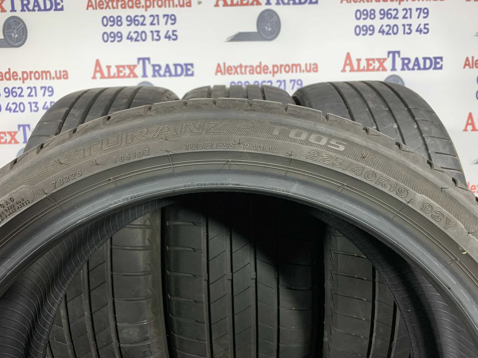 4 шт. 225/40 R19 Bridgestone Turanza T005 літні шини вживані, 2021 рік