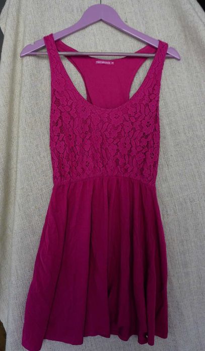 Sukienka mini różowa ramiączkach bokserka M 38 Terranova koronka