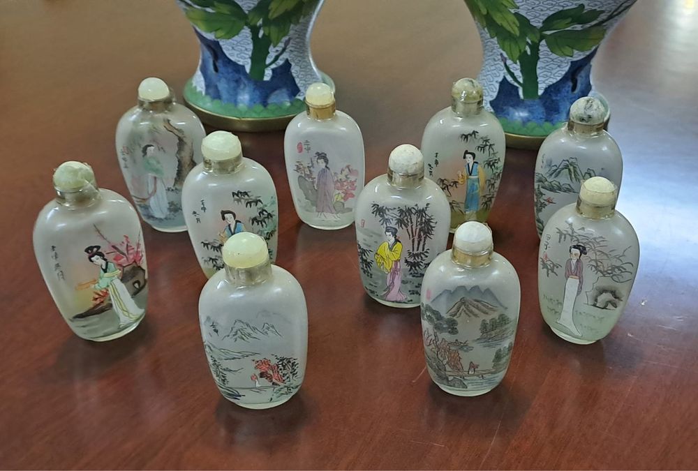 Coleção de frascos Rapé em vidro pintados a mão