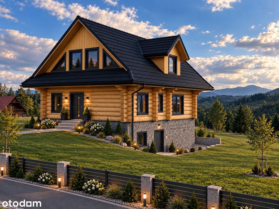 Widokowa działka 1100 m² z domem z bala w Koniakowie