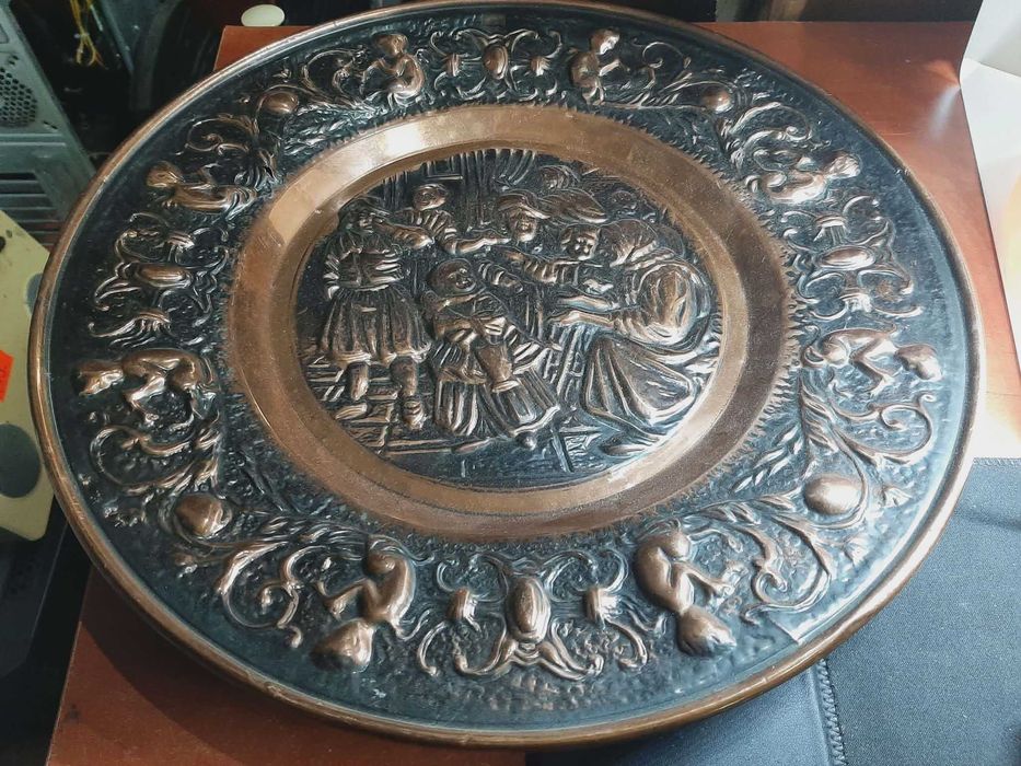 Piekny mosiężny/ miedziany obraz