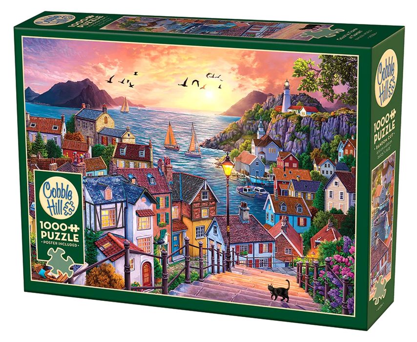 Cobble Hill Puzzle 1000 el. Zachód słońca w nadmorskim miasteczku. Cobble Hill. Nowy Produkt