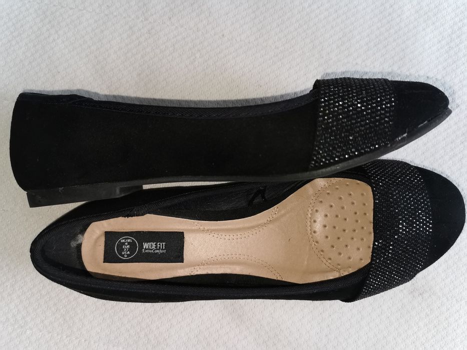 Baleriny nowe czarne r 37 wkładka 24 cm