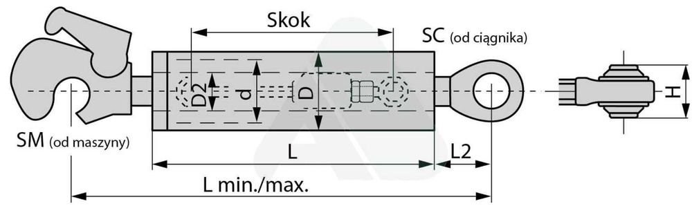 Hydrauliczny łącznik górny z hakiem CBM kat. 2/2