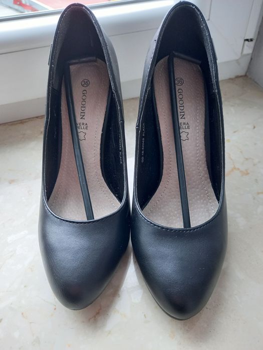 Czarne szpilki czółenka buty na obcasie