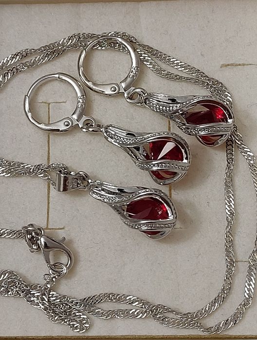 Elegancki Srebrny komplet biżuterii 925 WYPRZEDAŻ