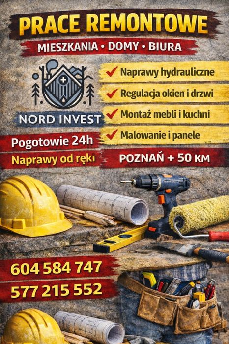 Regulacja okien, montaż mebli i kuchni, malowanie i panele Poznań