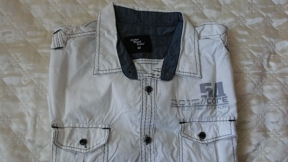 Koszula, 100% bawełna, pagony, Cedar Wood State, bluzka biała lekka, M