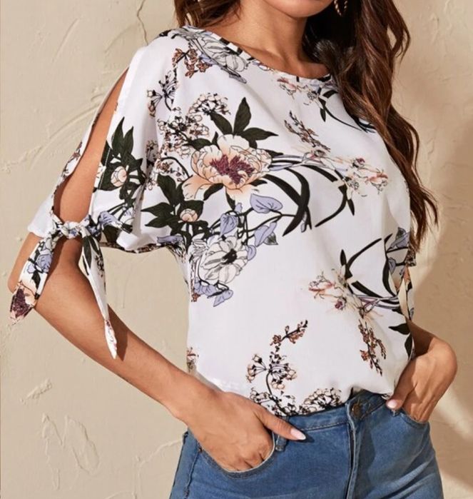 Bluzka tunika Shein rozm. XS 34 kwiaty jak nowa