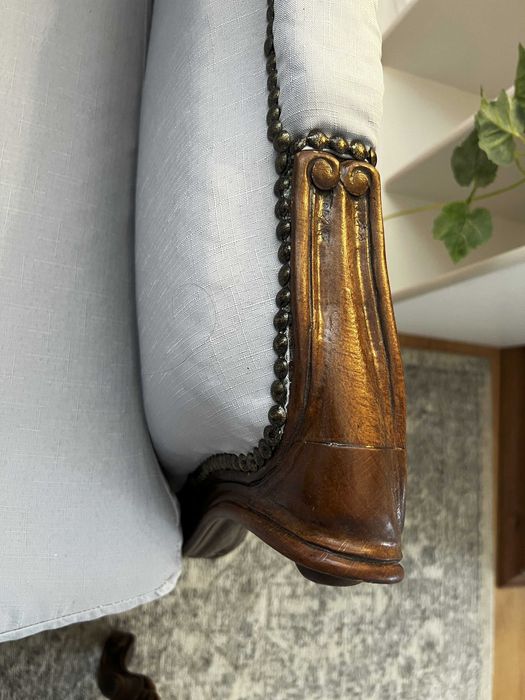 Fotel ludwikowski uszak i puf (komplet)