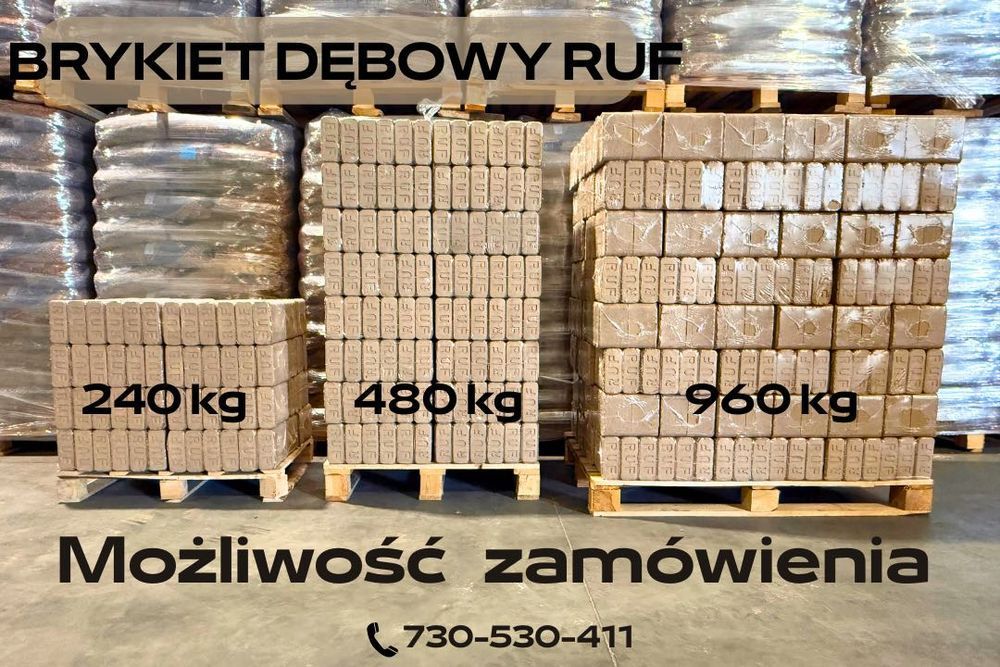 Brykiet drzewny dębowy DREWNOLAND PREMIUM RUF kostka, DOSTAWA GRATIS