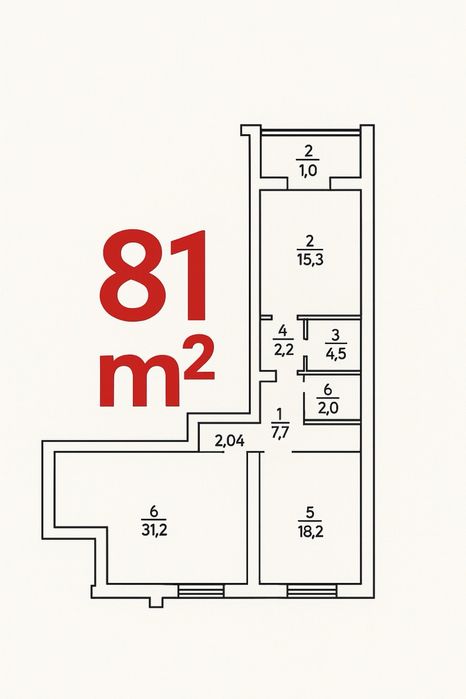 Продаж великої двокімнатної квартири по вул.Незалежності,21