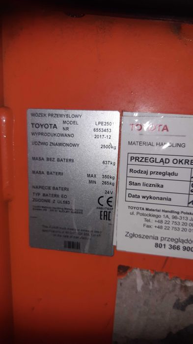 Toyota BT LPE 250 Paleciak elektryczny , wozek