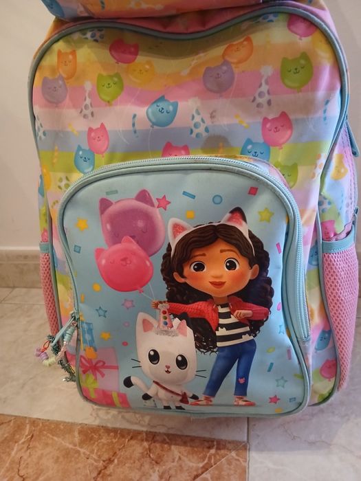 Conjunto: Mochila escolar e lancheira da Gaby gato