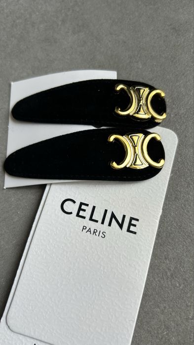 Spinki do włosów damskie czarne logowane Celine