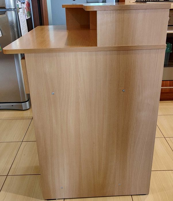 Funkcjonalne biurko komputerowe z nadstawką i szufladą – dąb sonoma.