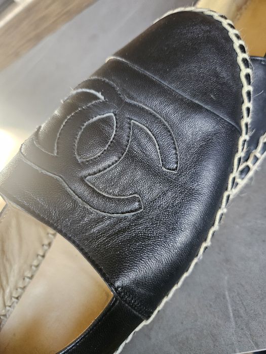 Chanel _  espadryle  czarne skóra naturalna  42  / 25,5 cm