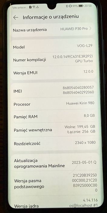 Smartfon Huawei P30 8GB  RAM