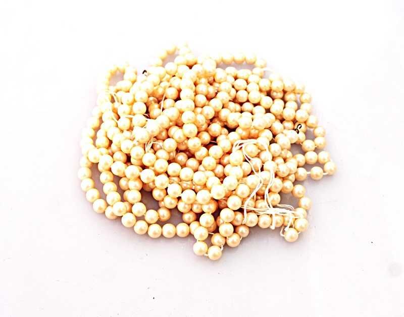 PERŁY Sztuczne perły Długi Sznur sztucznych pereł kremowych 105 cm