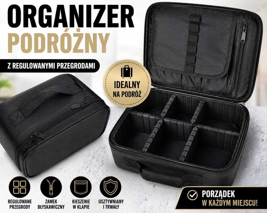 Czarny kuferek podróżny – organizer na kosmetyki i akcesoria