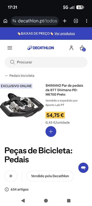 Pedais de encaixe SHIMANO SPD PD-ME700