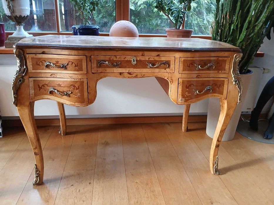 Biurko pałacowe DREWNIANE intarsja przywiezione zFrancji ODBIÓR BĘDZIN