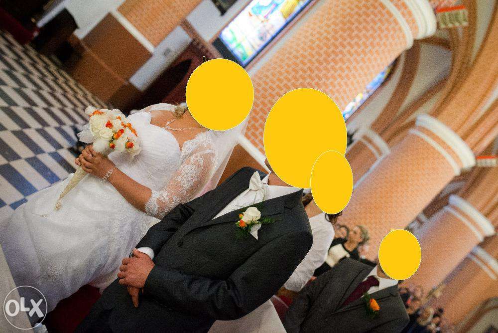 SUKNIA ŚLUBNA 42 44 krój "A" + welon Wysyłka gratis