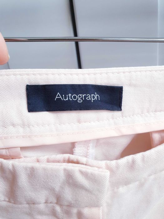 Eleganckie spodnie pudrowy róż lyocell len lniane 42 Autograph
