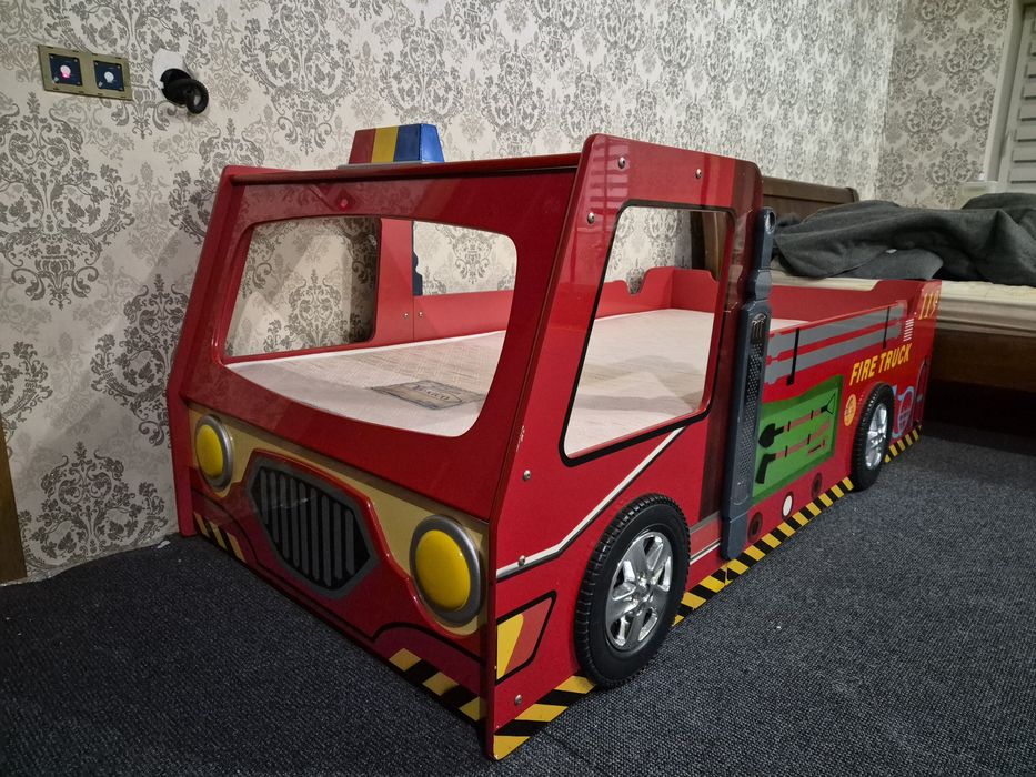 Кровать пожарная машина с матрасом!