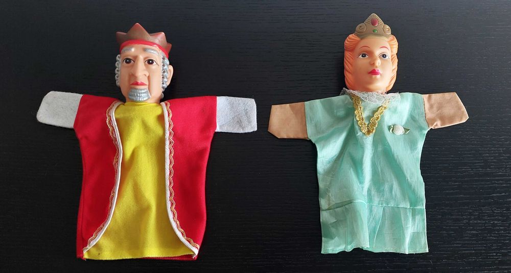 Conjunto de fantoches antigos em plástico da Hamleys