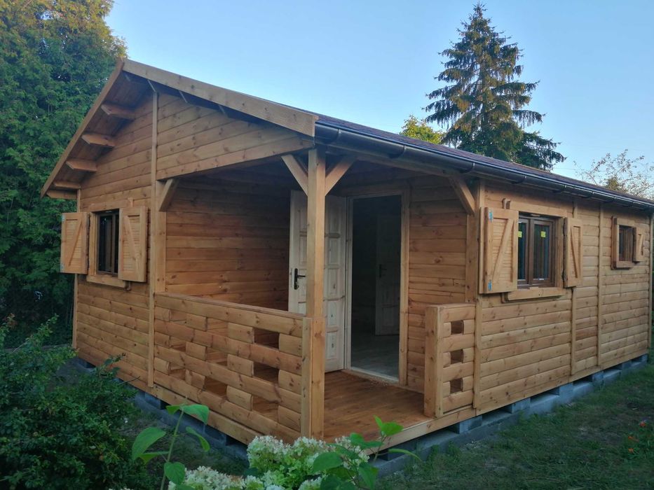 domek drewniany,wym.4x6,5m,parterowy,letniskowy,szkieletowy,ogrodowy