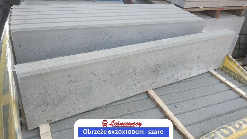 Krawężnik do kostki brukowej/trawnika SZARY-6x20x100cm Opornik/Obrzeże
