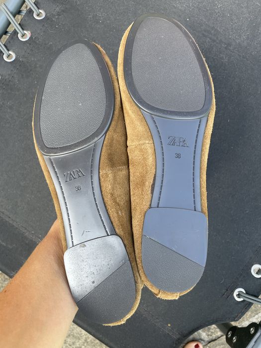 Замшеві балетки zara, 38 розмір, у стілка 24 см